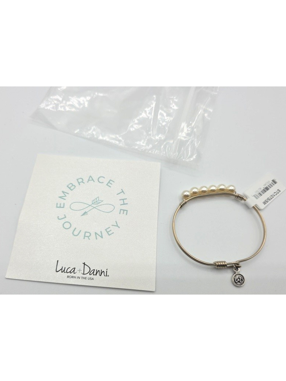 Luca + Danni Baroque Crystal Pearl Bangle Silvertone - New
